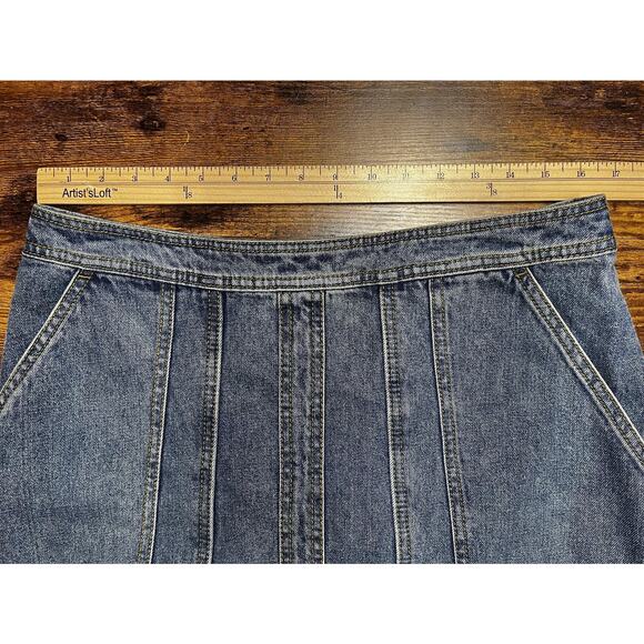 Cabi Skirt Womens 8 Blue Denim Mini A Line Utility Pockets Zipper Casual Retro - Picture 8 of 9